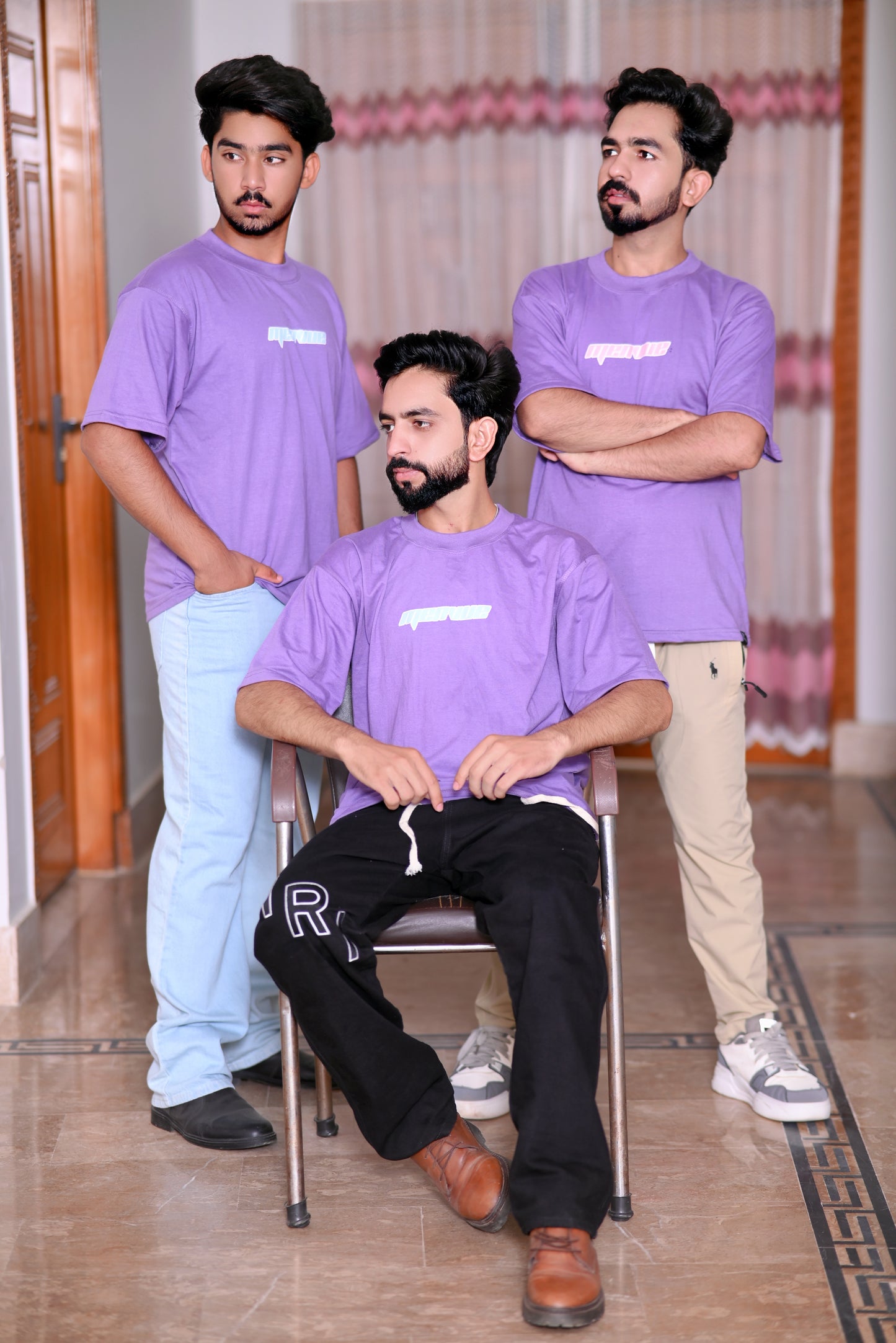Premium Purple 100% Cotton 200 GSM Down Shoulder Men's T-Shirt