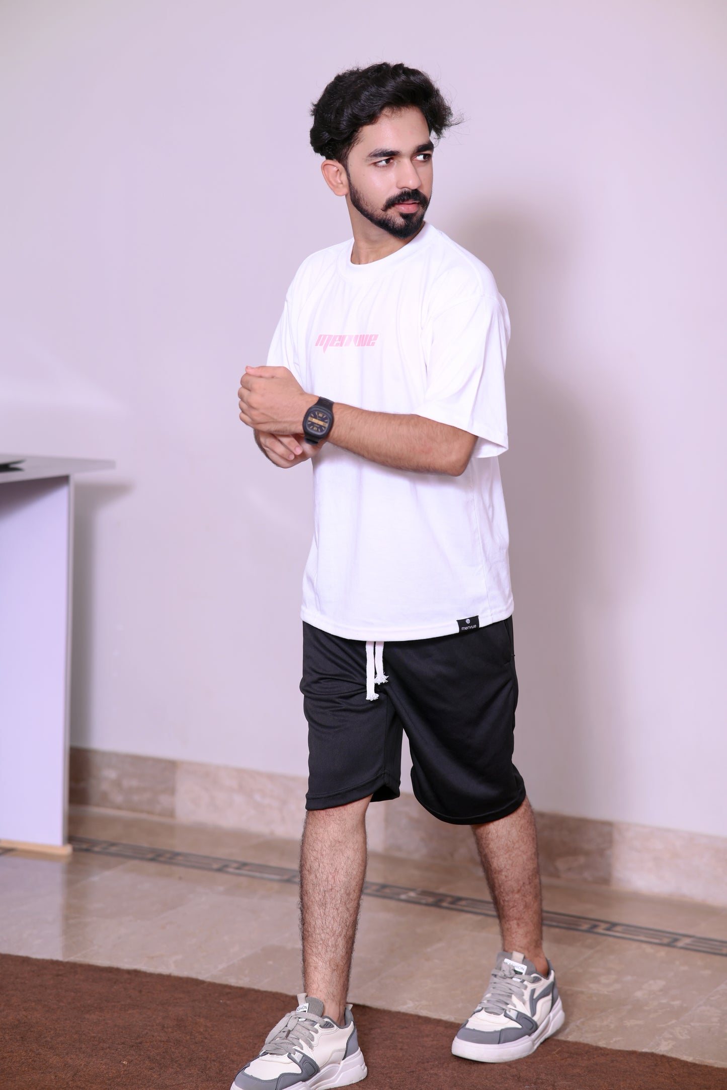 100% Cotton 200 GSM Down Shoulder T-Shirt & Essential Black Shorts for Men