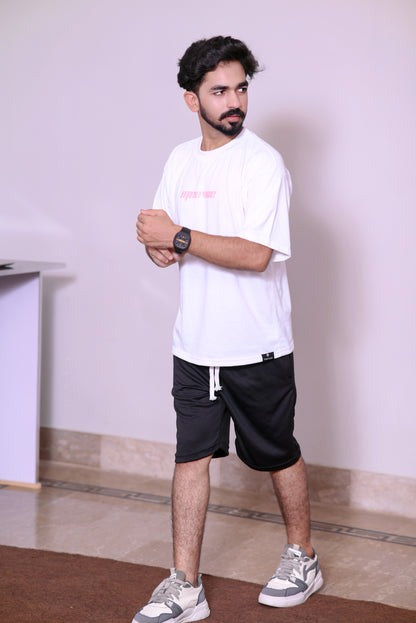 100% Cotton 200 GSM Down Shoulder T-Shirt & Essential Black Shorts for Men