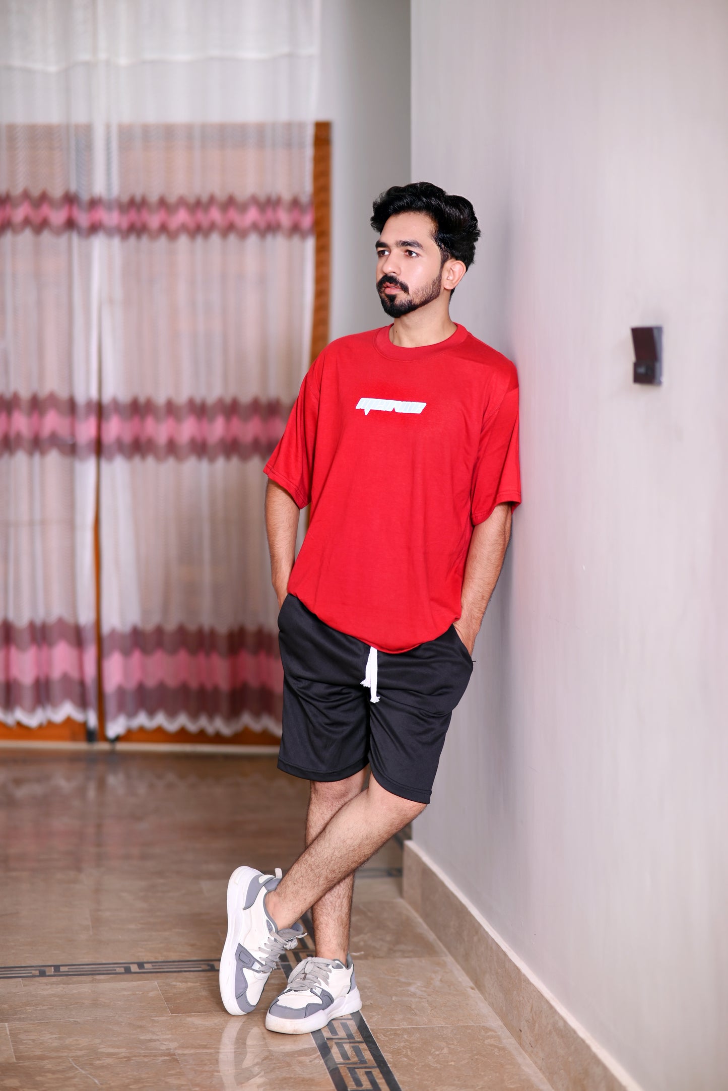 Premium Red 100% Cotton 200 GSM Down Shoulder Men's T-Shirt with Exclusive Back Sublimation