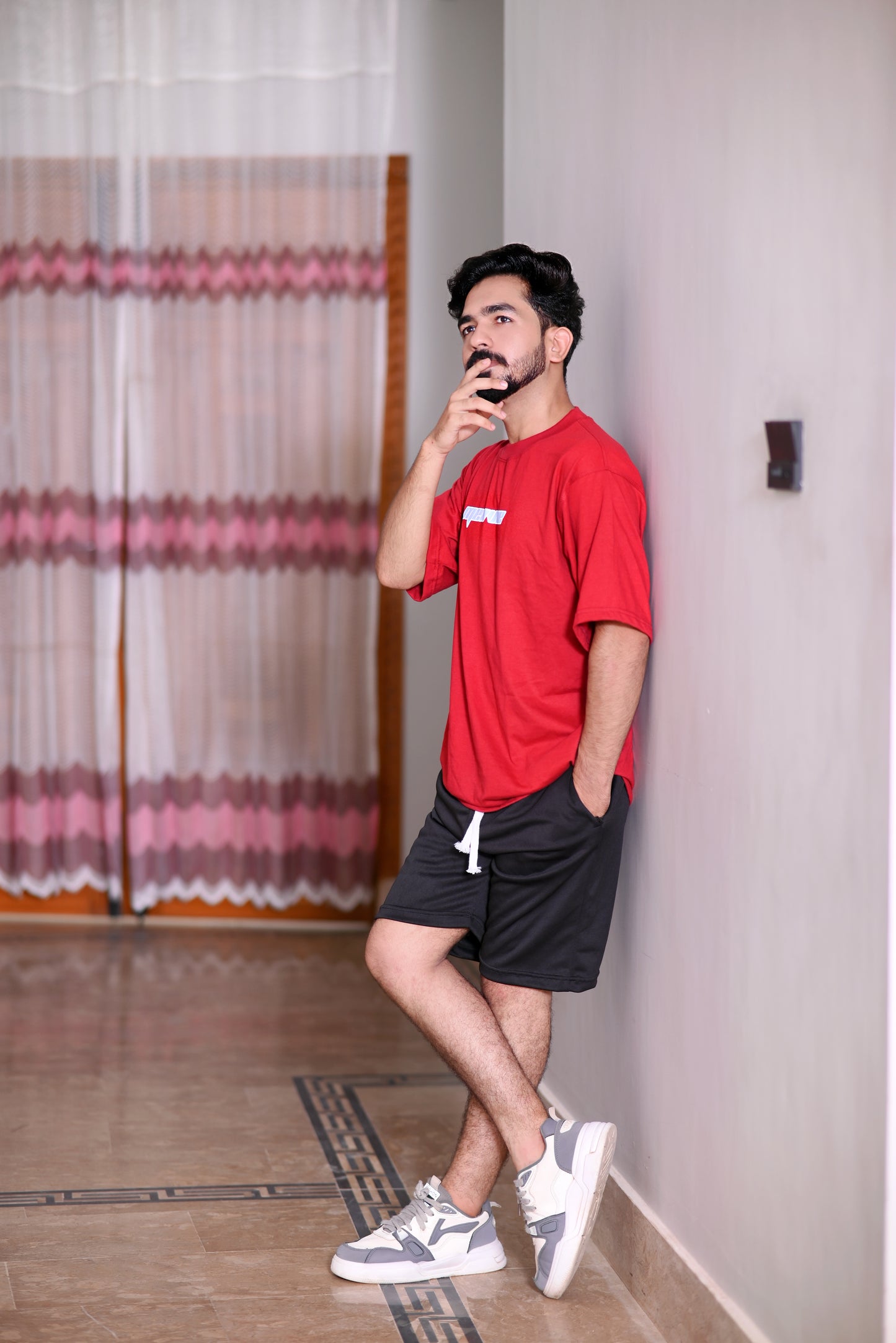 Premium Red 100% Cotton 200 GSM Down Shoulder Men's T-Shirt with Exclusive Back Sublimation