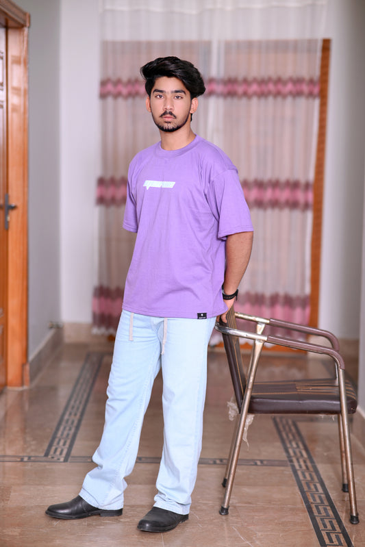 Premium Purple 100% Cotton 200 GSM Down Shoulder Men's T-Shirt