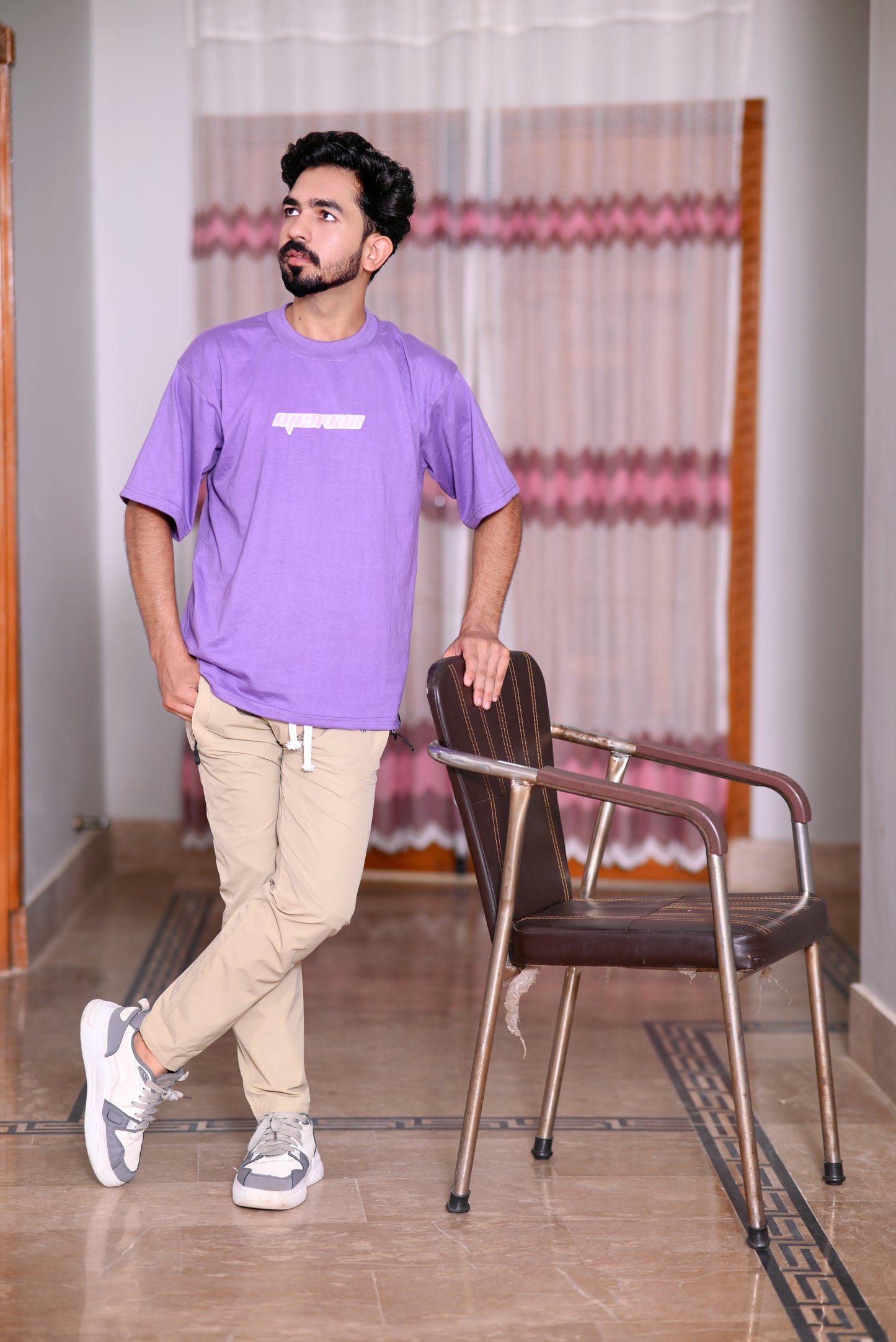 Premium Purple 100% Cotton 200 GSM Down Shoulder Men's T-Shirt