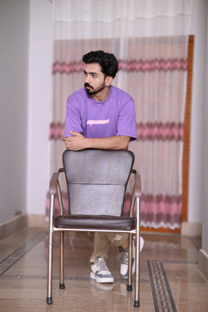 Premium Purple 100% Cotton 200 GSM Down Shoulder Men's T-Shirt