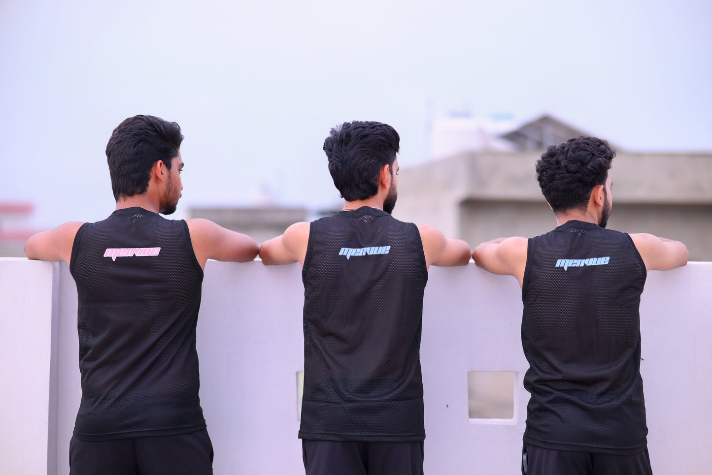 Sporty Black Sleeveless Mesh Vest for Men - "MENVUE" Branded