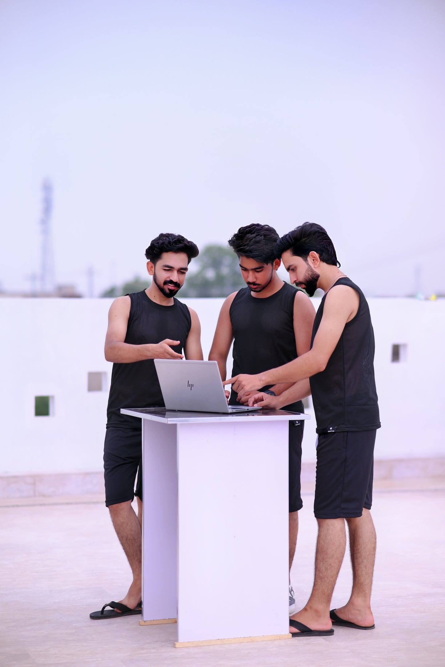 Sporty Black Sleeveless Mesh Vest for Men - "MENVUE" Branded